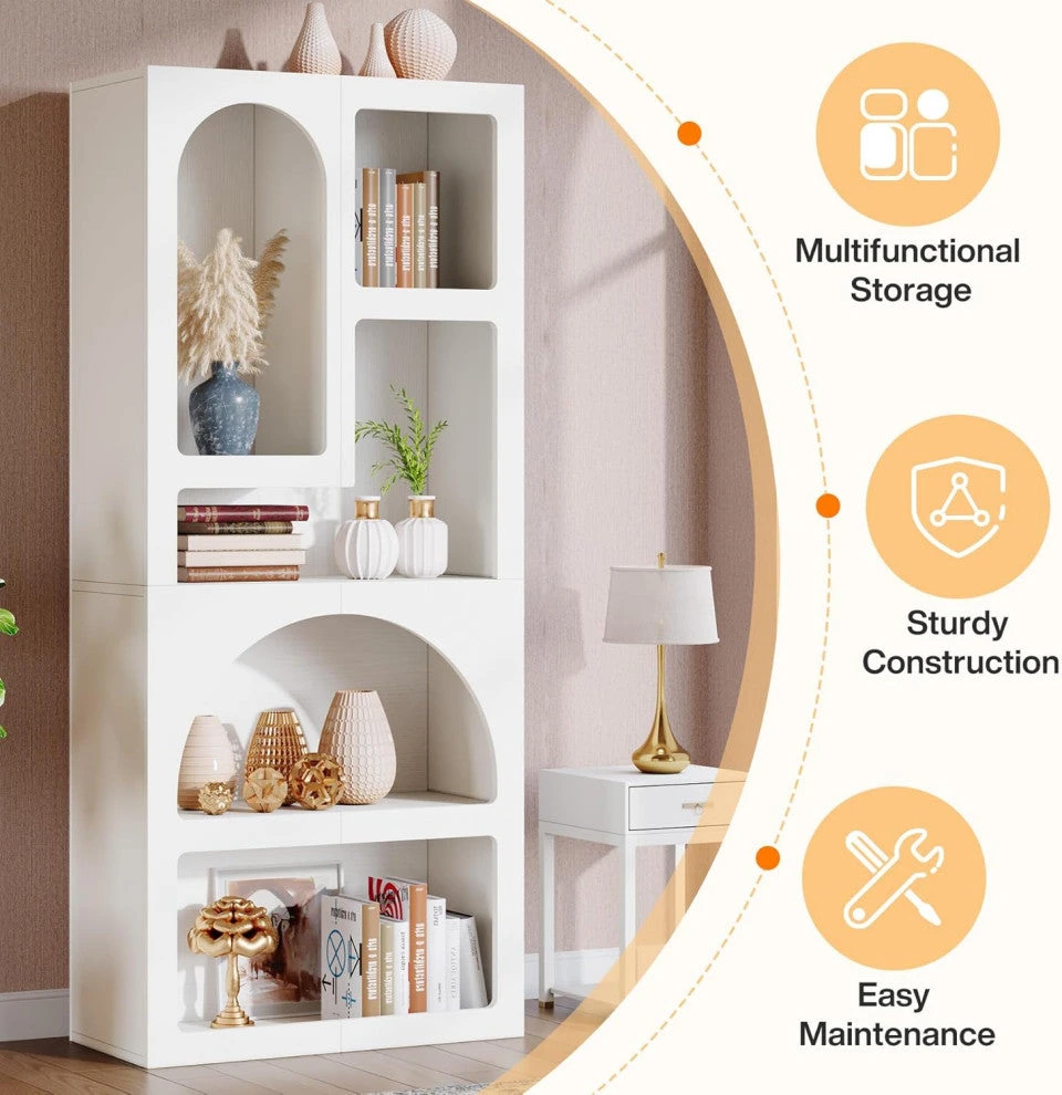 Tribesigns 70.9" Tall Bookshelf, White Arched Bookcase With Storage Shelves 9 Tribesigns 70.9" Tall Bookshelf, White Arched Bookcase With Storage Shelves - Image 9