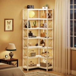 Tribesigns 7-Tier Corner Bookshelf Corner Bookcase Storage Display Rack, White 13 Tribesigns 7-Tier Corner Bookshelf Corner Bookcase Storage Display Rack, White -Tribesigns Sales Store 0a35d135 53d8 487c b134 81f542225a88