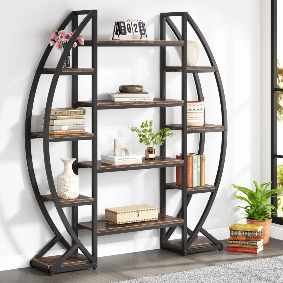 Tribesigns Oval 5 Tiers Etagere Bookcase 2 Tribesigns Oval 5 Tiers Etagere Bookcase - Image 2