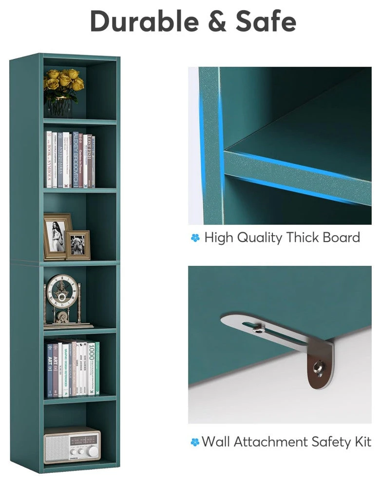 Tribesigns 70.9 Inch Bookcase, Corner Bookcase, 6 Tier Cube Display Shelves, Black 5 Tribesigns 70.9 Inch Bookcase, Corner Bookcase, 6 Tier Cube Display Shelves, Black - Image 5