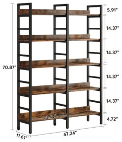 Tribesigns 5-Tier Industrial Bookshelf, 71" Tall Etagere Bookcase, Brown 12 Tribesigns 5-Tier Industrial Bookshelf, 71" Tall Etagere Bookcase, Brown -Tribesigns Sales Store 0fcbd972 854a 4543 892c 334dc20c0aba