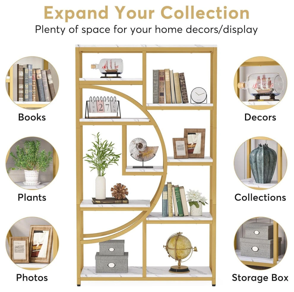 Tribesigns 5-Tier Freestanding Tall Bookshelf With 9 Open Storage Shelves,White 4 Tribesigns 5-Tier Freestanding Tall Bookshelf With 9 Open Storage Shelves,White - Image 4