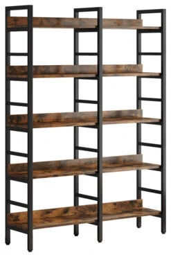 Tribesigns 5-Tier Industrial Bookshelf, 71" Tall Etagere Bookcase, Brown