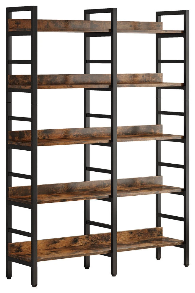 Tribesigns 5-Tier Industrial Bookshelf, 71" Tall Etagere Bookcase, Brown