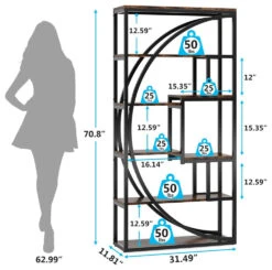 Tribesigns 70.8" 5-Tier Tall Bookshelf With 8 Open Storage Shelves, Brown -Tribesigns Sales Store 1981c188 58de 4629 b26e d2c8d0a1b345