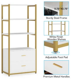 Tribesigns 4-Tier 2 Drawers Bookshelf, Etagere Standard Display Shelf, White -Tribesigns Sales Store 1ee74899 cad8 48e4 8341 8a461d48605c