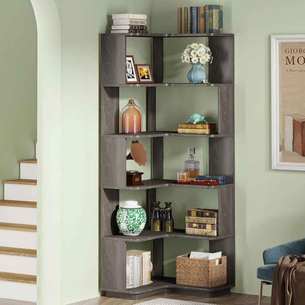 Tribesigns Corner Bookcase, L-Shaped Bookshelf, Book Shelf, Display Shelves 6 Tribesigns Corner Bookcase, L-Shaped Bookshelf, Book Shelf, Display Shelves - Image 6