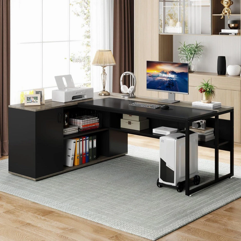 Tribesigns Executive Desk, L Shaped Desk With Cabinet Storage 4 Tribesigns Executive Desk, L Shaped Desk With Cabinet Storage - Image 4