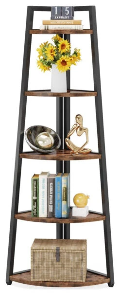 Tribesigns Corner Shelf, Corner Bookshelf Bookcase Ladder Shelf Plant Stand