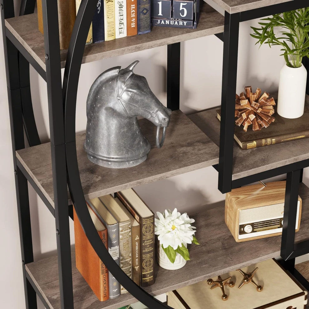 Tribesigns 70.8" 5-Tier Tall Bookshelf With 8 Open Storage Shelves, Gray 9 Tribesigns 70.8" 5-Tier Tall Bookshelf With 8 Open Storage Shelves, Gray - Image 9