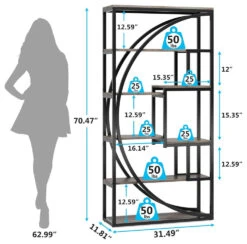 Tribesigns 70.8" 5-Tier Tall Bookshelf With 8 Open Storage Shelves, Gray 11 Tribesigns 70.8" 5-Tier Tall Bookshelf With 8 Open Storage Shelves, Gray -Tribesigns Sales Store 44b38196 aae7 4dc0 8912 dc2799c17479
