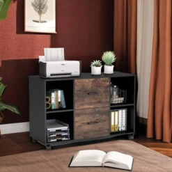 Tribesigns 2 Drawer File Cabinet, Large Mobile Printer Stand With Storage