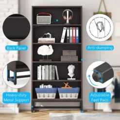 Tribesigns Bluebell 5 Tier Bookcase, 70.8" Bookshelf For Living Room Bedroom, Black Steel Frame/Dark Sandalwood Board 9 Tribesigns Bluebell 5 Tier Bookcase, 70.8" Bookshelf For Living Room Bedroom, Black Steel Frame/Dark Sandalwood Board -Tribesigns Sales Store 4d43c66f 564c 4033 a0ee 0bdf3fb4abcf