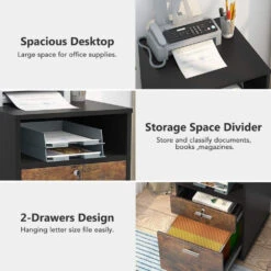 Tribesigns 2 Drawer Mobile File Cabinet With Lock, Brown -Tribesigns Sales Store 4e5146a7 3ea7 40de 821d d8004abe188b