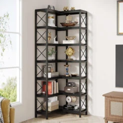 Tribesigns 7-Tier Corner Bookshelf Corner Bookcase Storage Display Rack, Black -Tribesigns Sales Store 53635e4c dd9a 4a3c 887a cf516ee2647f