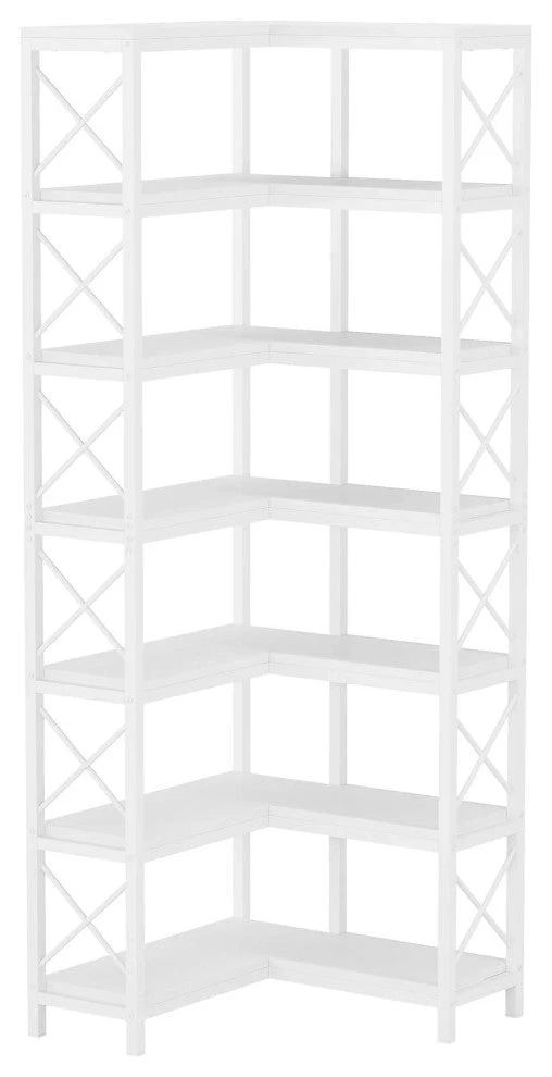 Tribesigns 7-Tier Corner Bookshelf Corner Bookcase Storage Display Rack, White 1 Tribesigns 7-Tier Corner Bookshelf Corner Bookcase Storage Display Rack, White