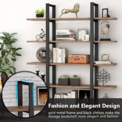 Tribesigns 5-Tier Wood Farmhouse Bookcase, Brown -Tribesigns Sales Store 5401450f 1303 4851 a8f4 223b5c0d475e