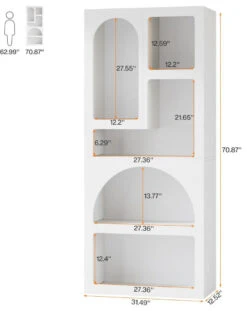 Tribesigns 70.9" Tall Bookshelf, White Arched Bookcase With Storage Shelves 16 Tribesigns 70.9" Tall Bookshelf, White Arched Bookcase With Storage Shelves -Tribesigns Sales Store 64495f00 45a2 47c8 8c23 539e5fa8c643