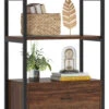 4-Tier Rustic Bookshelf With 2 Drawers
