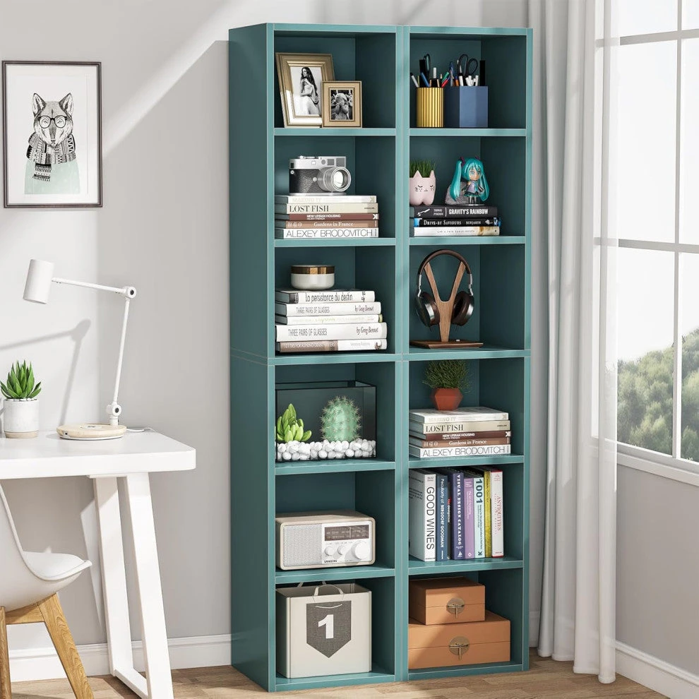 Tribesigns 70.9 Inch Bookcase, Corner Bookcase, 6 Tier Cube Display Shelves, Black 3 Tribesigns 70.9 Inch Bookcase, Corner Bookcase, 6 Tier Cube Display Shelves, Black - Image 3