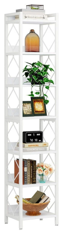 Tribesigns 78.7 Inch Bookshelf, Bookcase, Display Shelves, Storage Organizer, White