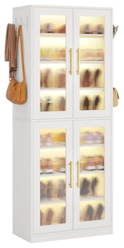 Tribesigns Bookcase, 67-inch Tall Gray Bookshelf, Freestanding Storage Cabinet, White