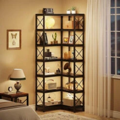 Tribesigns 7-Tier Corner Bookshelf Corner Bookcase Storage Display Rack, Black -Tribesigns Sales Store 75c5c76d f48e 443e 86f3 efe2fa6fc386