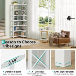 Tribesigns 7-Tier Corner Bookshelf Corner Bookcase Storage Display Rack, White 11 Tribesigns 7-Tier Corner Bookshelf Corner Bookcase Storage Display Rack, White -Tribesigns Sales Store 78d5912d 4858 4415 86c8 b21f2261b7e9