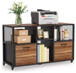 Tribesigns 2 Drawer Wood File Cabinets, Rustic Brown