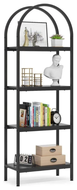Tribesigns 70.9" 4-tier Modern Wood Open Bookshelf, Black, 2pcs