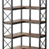 Tribesigns 7-Tier Corner Bookshelf Corner Bookcase Storage Display Rack, Black Steel Frame/Tiger Wood Panel