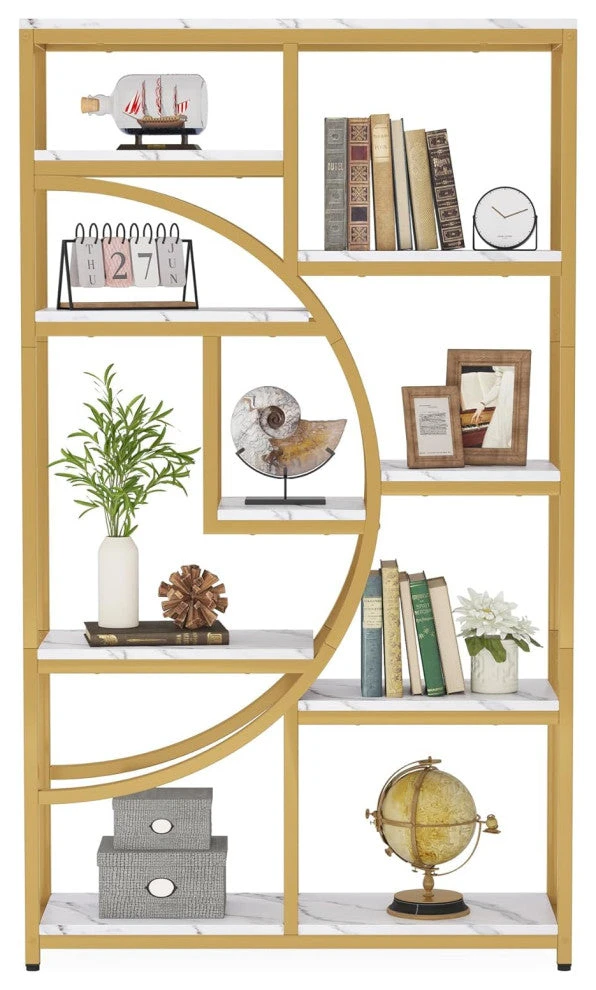 Tribesigns 5-Tier Freestanding Tall Bookshelf With 9 Open Storage Shelves,White 1 Tribesigns 5-Tier Freestanding Tall Bookshelf With 9 Open Storage Shelves,White