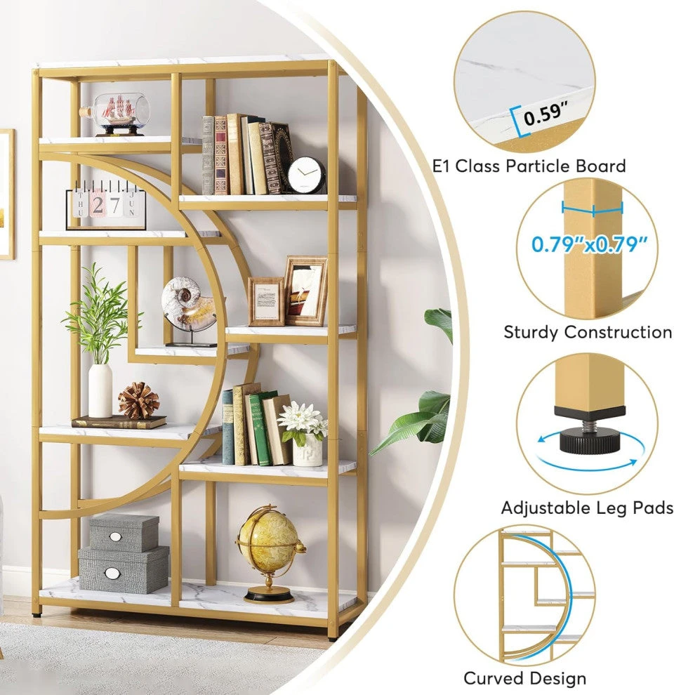 Tribesigns 5-Tier Freestanding Tall Bookshelf With 9 Open Storage Shelves,White 3 Tribesigns 5-Tier Freestanding Tall Bookshelf With 9 Open Storage Shelves,White - Image 3
