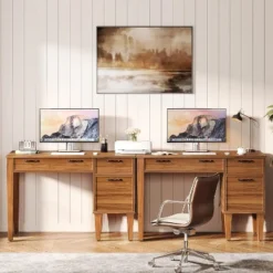 Tribesigns 47" Wood Computer Desk With 3 Drawers, Farmhouse Small Office Desk With Storage For Home Office, Bedroom, Study Room, Brown -Tribesigns Sales Store GUEST 00180d5a debd 43c8 bb09 51c8fb36675b