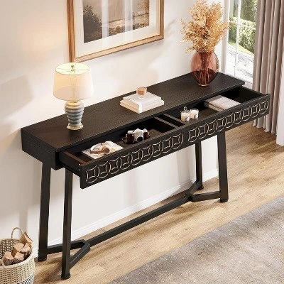 Tribesigns 55-Inch Modern Console Table, 2-Drawer Entryway Table, Sofa Table Behind Couch For Entrance, Foyer, Hallway, Living Room 5 Tribesigns 55-Inch Modern Console Table, 2-Drawer Entryway Table, Sofa Table Behind Couch For Entrance, Foyer, Hallway, Living Room - Image 5