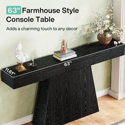 Tribesigns 63" Console Table, Farmhouse Entryway Table With Trapezoidal Base For Entrance, Hallway, Living Room 7 Tribesigns 63" Console Table, Farmhouse Entryway Table With Trapezoidal Base For Entrance, Hallway, Living Room - Image 7