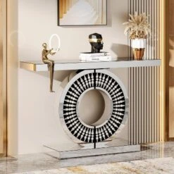 Tribesigns Modern Mirrored Console Table, 43-Inch Glass Sofa Table With Sparkling Crystal Inlays Base For Entrance, Living Room, Hallway 9 Tribesigns Modern Mirrored Console Table, 43-Inch Glass Sofa Table With Sparkling Crystal Inlays Base For Entrance, Living Room, Hallway -Tribesigns Sales Store GUEST 03df88d9 e53e 4d29 b732 8f55cc69d609