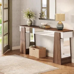 Tribesigns Mirrored Console Table, 63-Inch Farmhouse Entryway Table, Wooden Behind Couch Sofa Table For Entrance, Hallway, Foyer, Living Room -Tribesigns Sales Store GUEST 071504e2 9b83 4f10 bdf0 454d2587bf7b