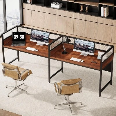 Tribesigns 94.48" Two-Person Office Desk With Privacy Panel, Long Computer Office Double Desk 3 Tribesigns 94.48" Two-Person Office Desk With Privacy Panel, Long Computer Office Double Desk - Image 3