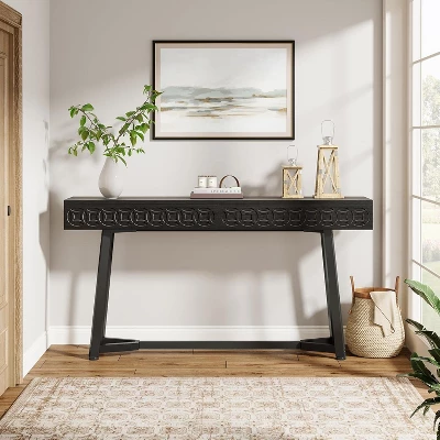Tribesigns 55-Inch Modern Console Table, 2-Drawer Entryway Table, Sofa Table Behind Couch For Entrance, Foyer, Hallway, Living Room 4 Tribesigns 55-Inch Modern Console Table, 2-Drawer Entryway Table, Sofa Table Behind Couch For Entrance, Foyer, Hallway, Living Room - Image 4