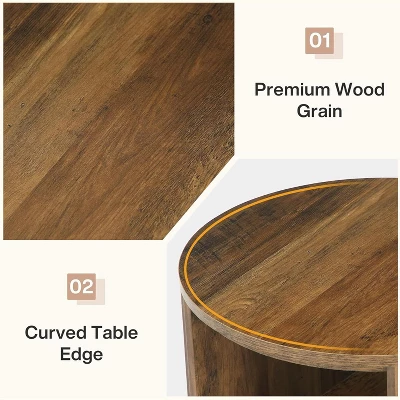 Tribesigns 3-Tier Round End Table, Side Table With Storage Shelf For Living Room, Bedroom 4 Tribesigns 3-Tier Round End Table, Side Table With Storage Shelf For Living Room, Bedroom - Image 4