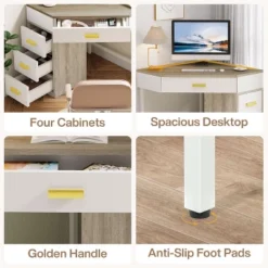 Tribesigns Corner Desk, Triangle Computer Desk With 3 Drawers For Home Office, 90-Degree Makeup Vanity Desk For Living Room, Bedroom -Tribesigns Sales Store GUEST 11af92bc 5ee8 4793 bef6 4a6271740688