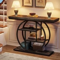 Tribesigns Industrial 4-Tier 41.3" Console Table With Circle Base -Tribesigns Sales Store GUEST 11d320cb d320 4390 b687 fb0368e4815e