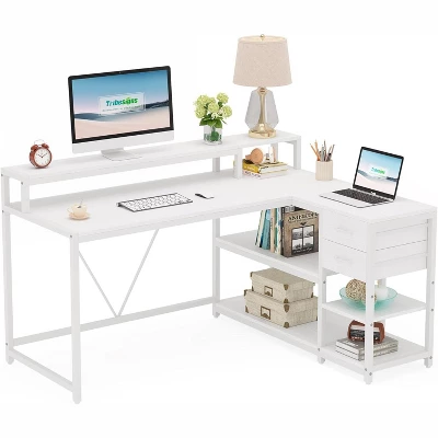 Tribesigns Reversible L-shaped Computer Desk With Drawer, Corner Desk Table With Storage Shelves And Monitor Stand For Home Office 12 Tribesigns Reversible L-shaped Computer Desk With Drawer, Corner Desk Table With Storage Shelves And Monitor Stand For Home Office - Image 12