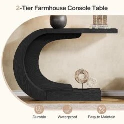 Tribesigns 43.3" C-Shaped Console Table, Wood Entryway Hallway Table Accent Table For Hall, Living Room, Entrance, Foyer -Tribesigns Sales Store GUEST 1537e8aa 2b2f 498e aa26 45a68e7ec05e