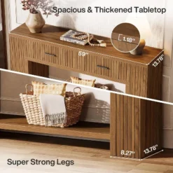Tribesigns 59" Console Table, 2-Drawer Farmhouse Entryway Table With Storage Shelf, Sofa Table Behind Couch For Hallway, Living Room, Foyer -Tribesigns Sales Store GUEST 1859e9b7 f64f 44be 8c31 59882e1030da