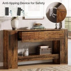 Tribesigns 55.1" Console Table With 2 Drawers, Wooden 2-Tier Sofa Table Behind Couch, Entryway Table For Corridor, Hallway -Tribesigns Sales Store GUEST 1a2aee48 6321 413d b2d4 a023be7cf1b4