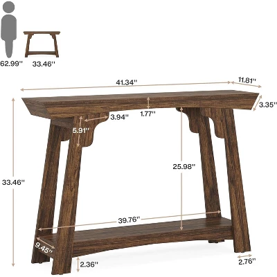 Tribesigns 2-Tier Narrow Wooden Console Table 2 Tribesigns 2-Tier Narrow Wooden Console Table - Image 2