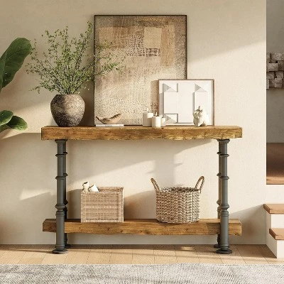 Tribesigns Solid Wood Console Table For Entryway, 55-Inch Long Sofa Table With Shelf, Behind Couch For Foyer, Hallway, Living Room 4 Tribesigns Solid Wood Console Table For Entryway, 55-Inch Long Sofa Table With Shelf, Behind Couch For Foyer, Hallway, Living Room - Image 4