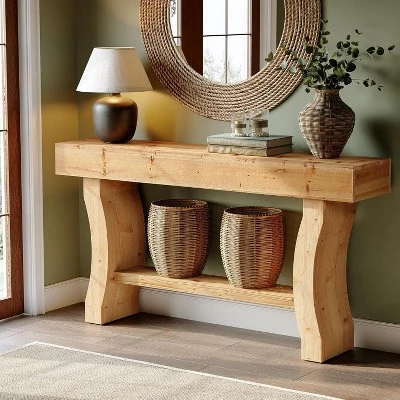 Tribesigns Solid Wood Console Table, 59-Inch Long Sofa Table With Stable Curved Legs For Entryway, Living Room, Hallway, Foyer 6 Tribesigns Solid Wood Console Table, 59-Inch Long Sofa Table With Stable Curved Legs For Entryway, Living Room, Hallway, Foyer - Image 6